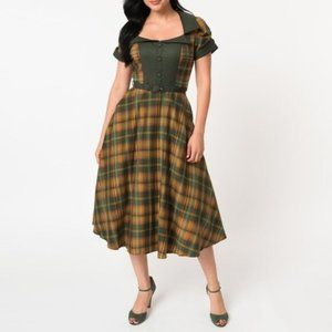 Voodoo Vixen Ella Tartan Flared Dress